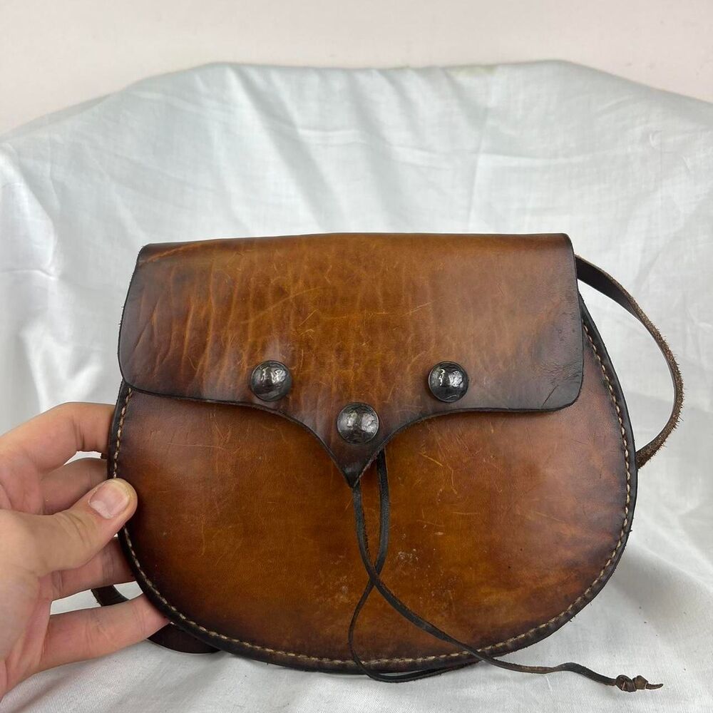 Vintage Leather Brown Purse Hand Made Boho